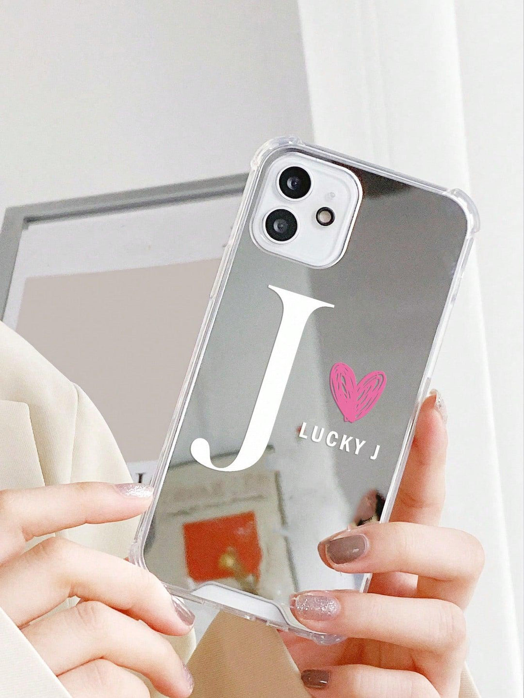 J Letter Graphic Mirror Phone Case - Brand My Case