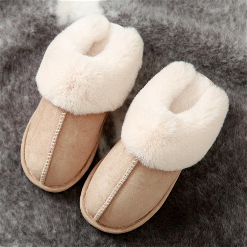 JIANBUDAN Plush warm Home flat slippers Lightweight soft comfortable winter slippers Women's cotton shoes Indoor plush slippers - Brand My Case