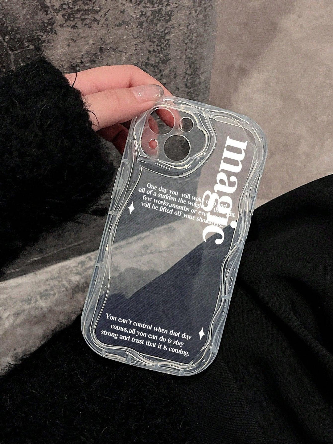 Letter Graphic Clear Phone Case - Brand My Case
