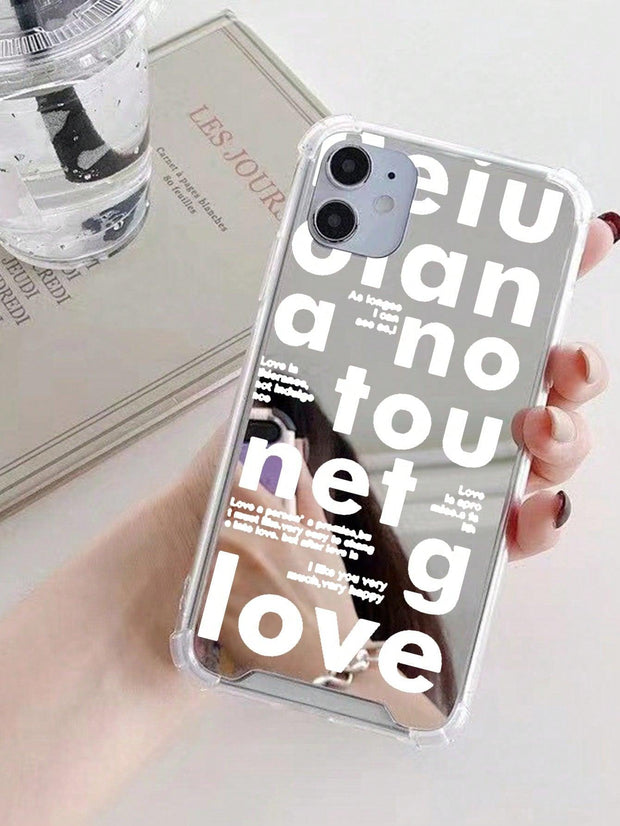 Letter Graphic Mirror Phone Case - Brand My Case