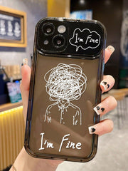 Letter Graphic Phone Case With Invisible Mirror - Brand My Case