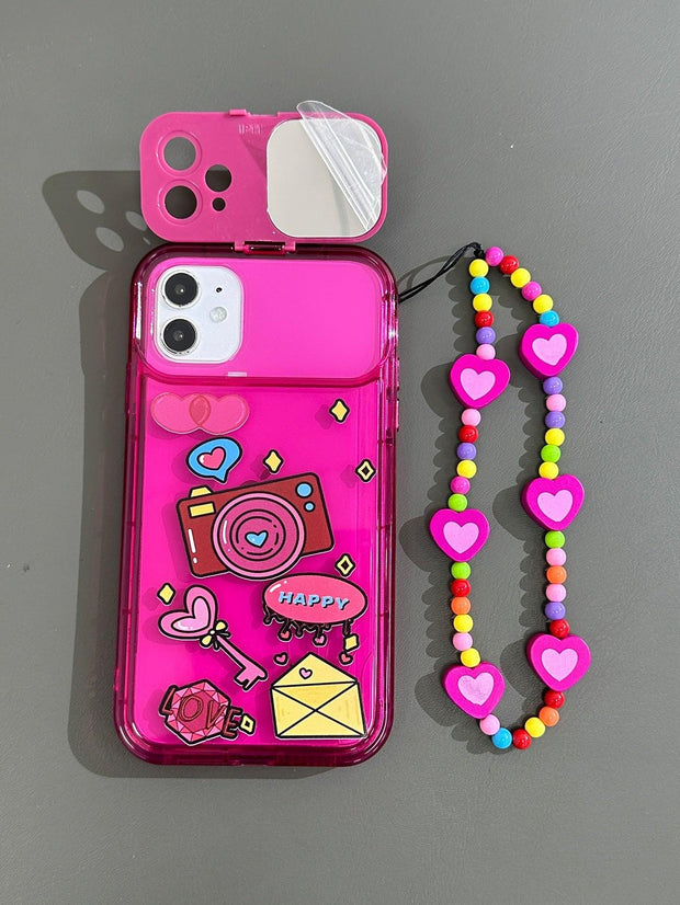 Letter Graphic Phone Case With Invisible Mirror - Brand My Case