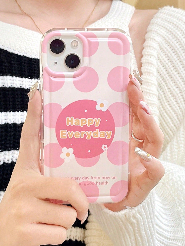 Letter Graphic Polka Dot Phone Case - Brand My Case