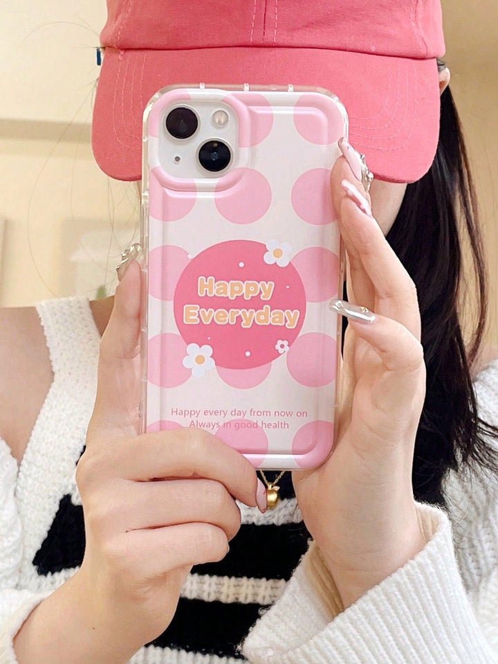 Letter Graphic Polka Dot Phone Case - Brand My Case