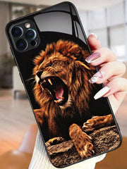 Lion Pattern Tempered Glass Phone Case - Brand My Case