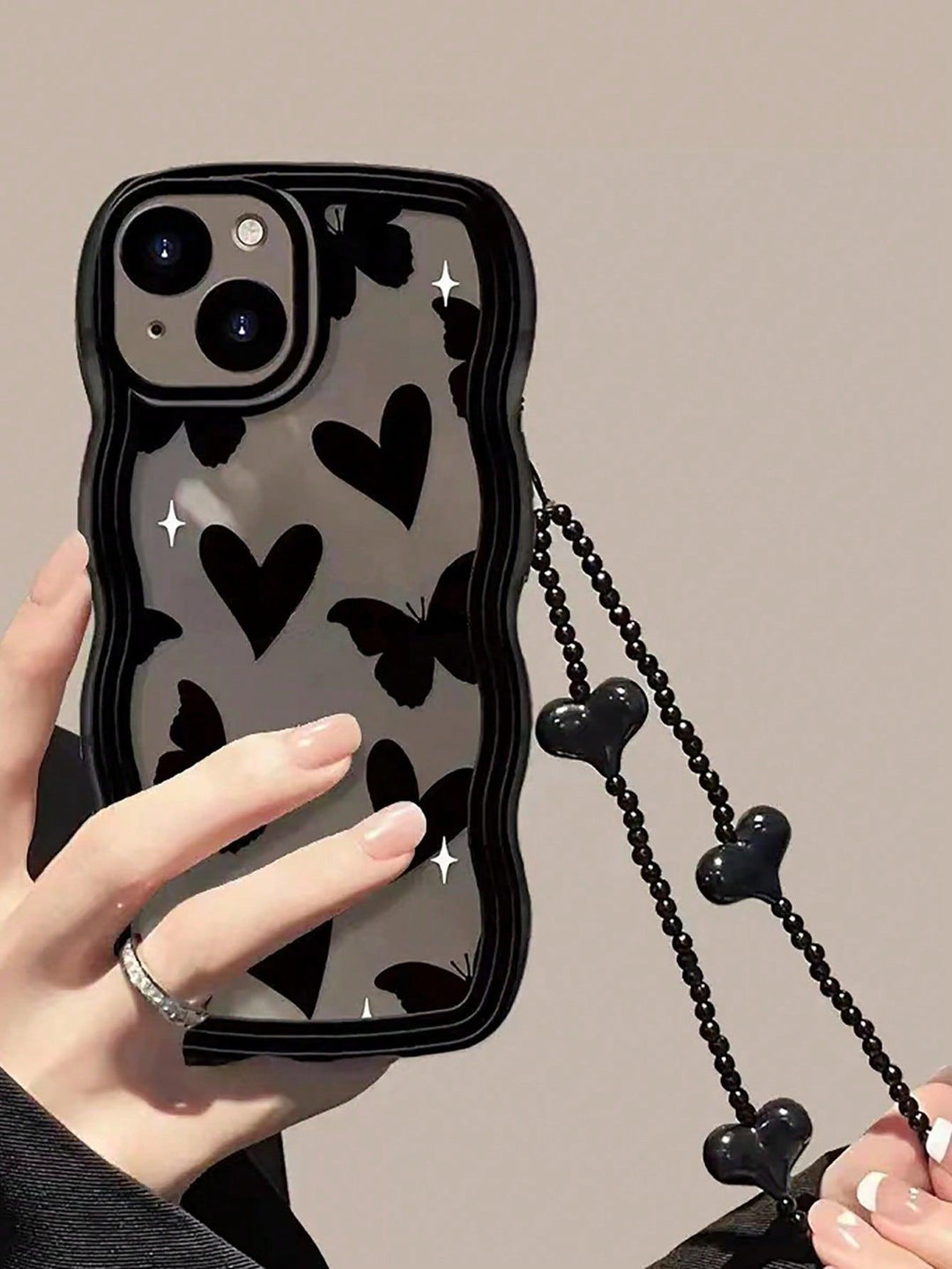 Long Heart Pattern Phone Case With Lanyard - Brand My Case