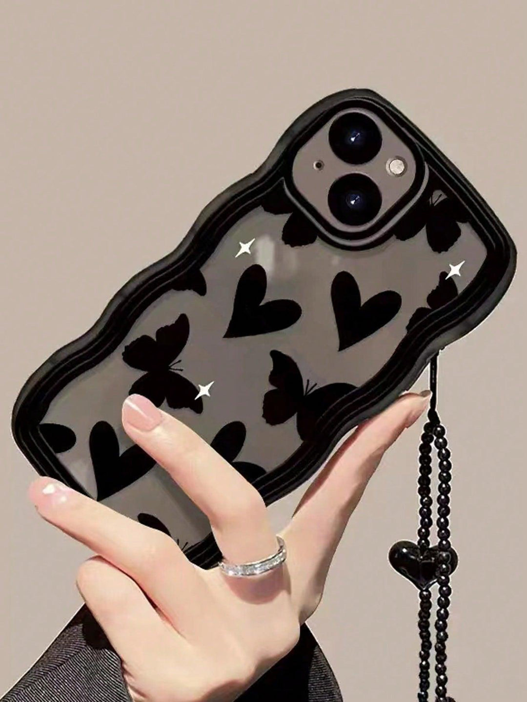Long Heart Pattern Phone Case With Lanyard - Brand My Case