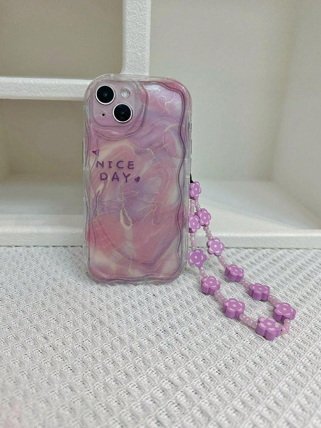 Marble Letter Graphic Phone Case With Lanyard - Brand My Case