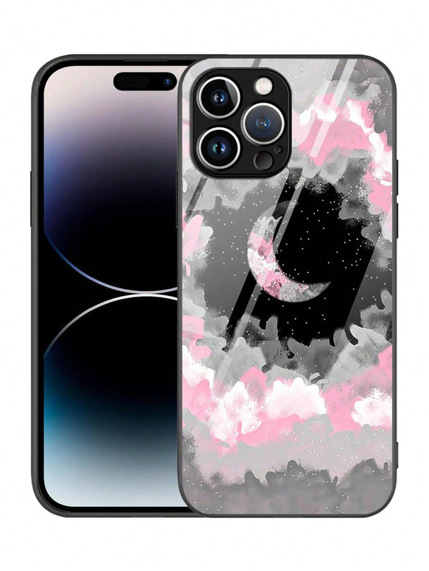 Moon Pattern Glass Phone Case - Brand My Case