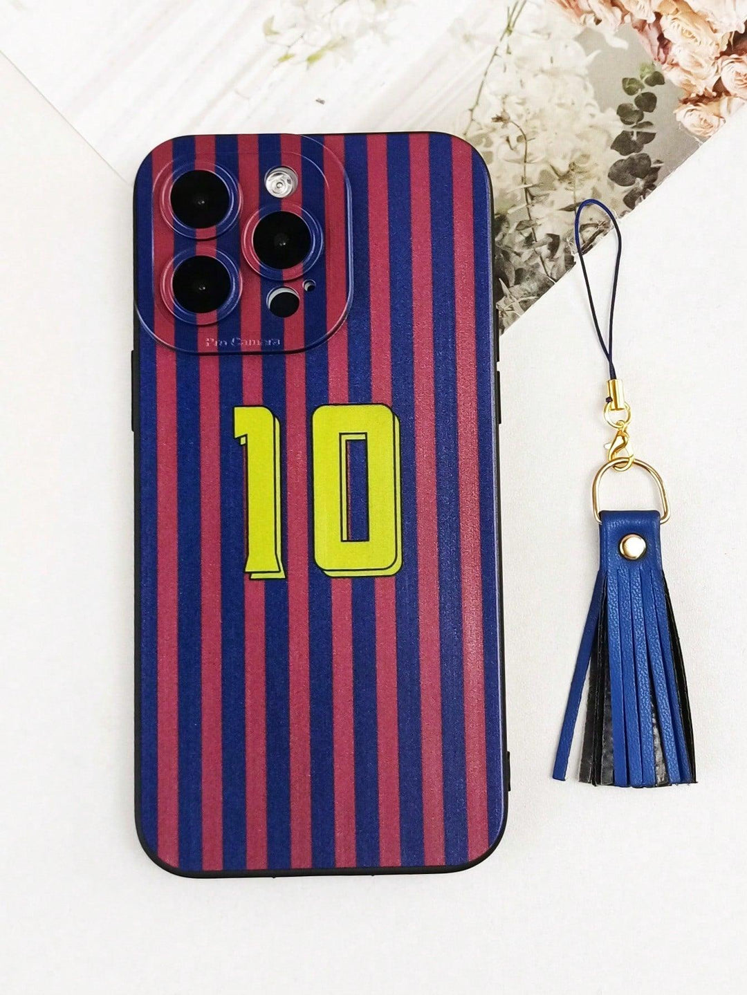 Number Stripe Pattern Phone Case With Tassel Pendant - Brand My Case