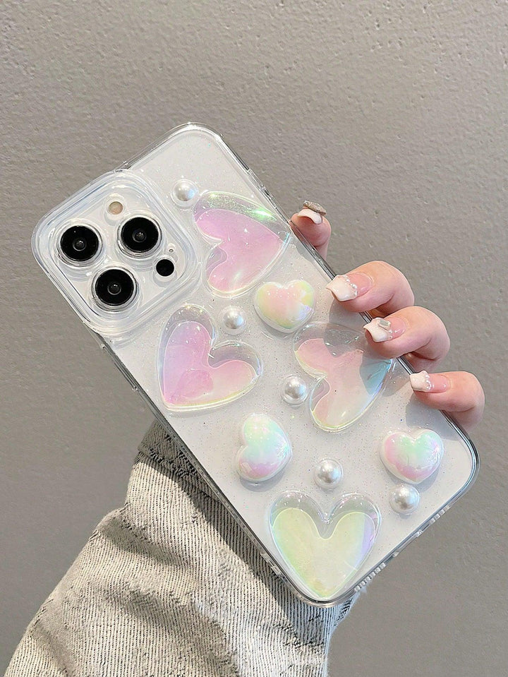 Pearlescent Heart Pattern Phone Case - Brand My Case