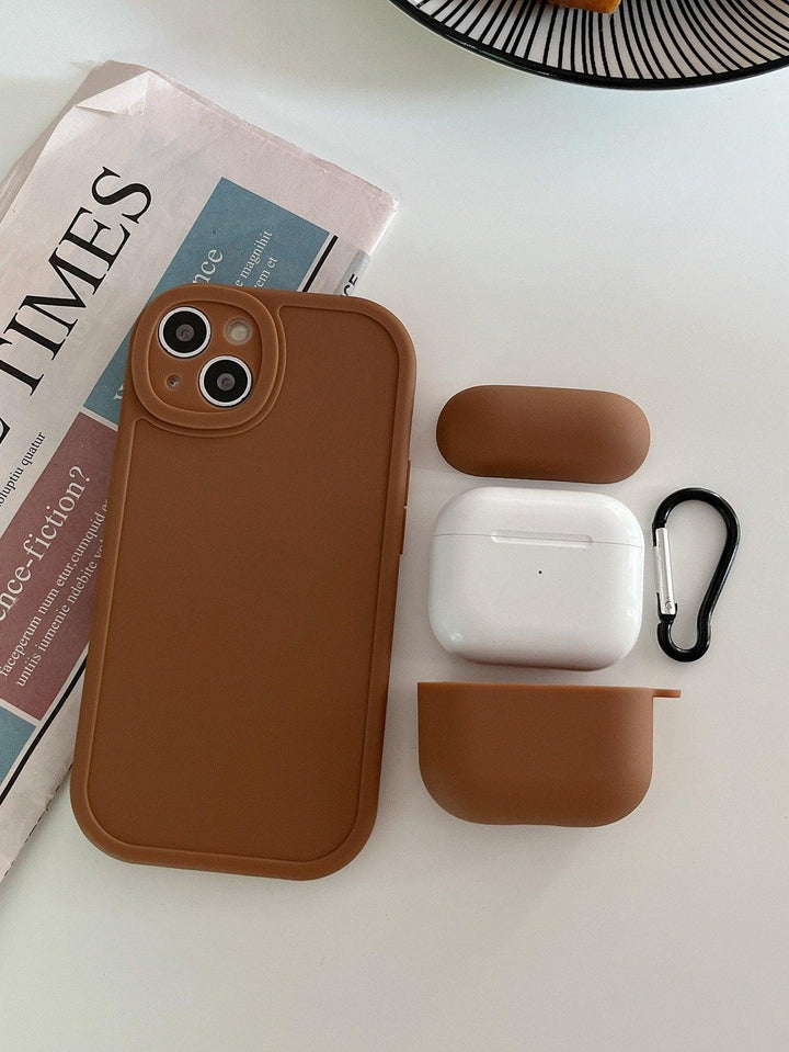 Plain Beige Phone Case & AirPods Case Set - Brand My Case