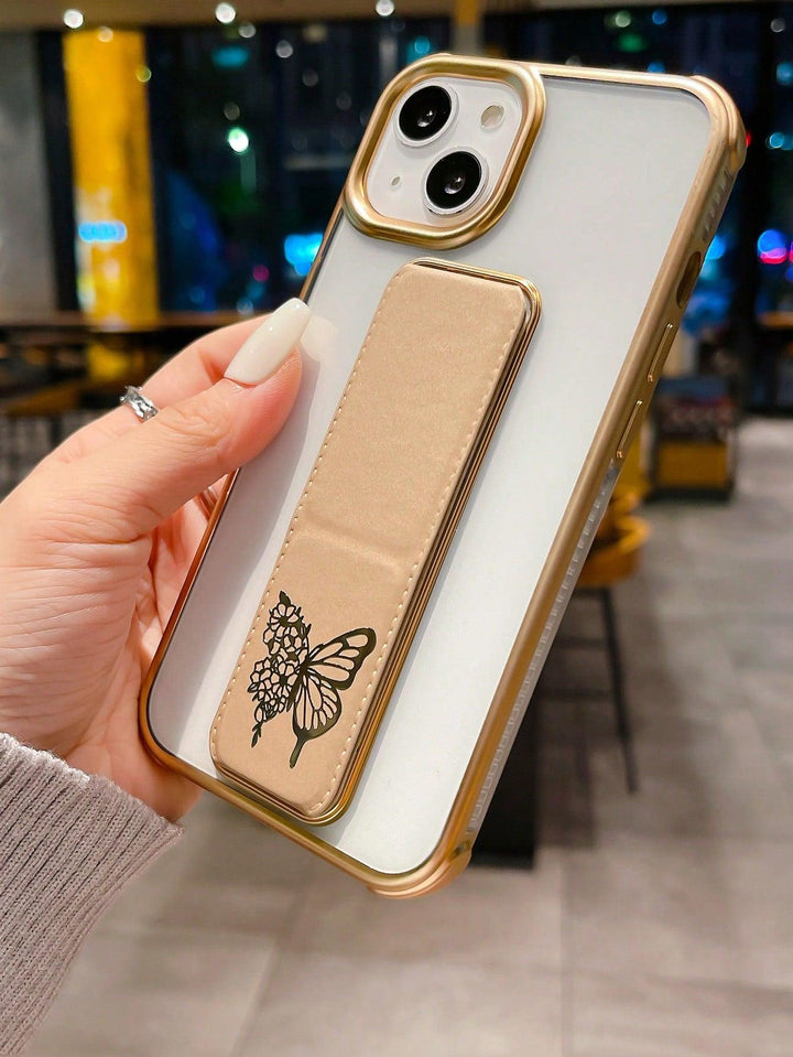 Plating Anti fall Phone Case With Butterfly Holder - Brand My Case