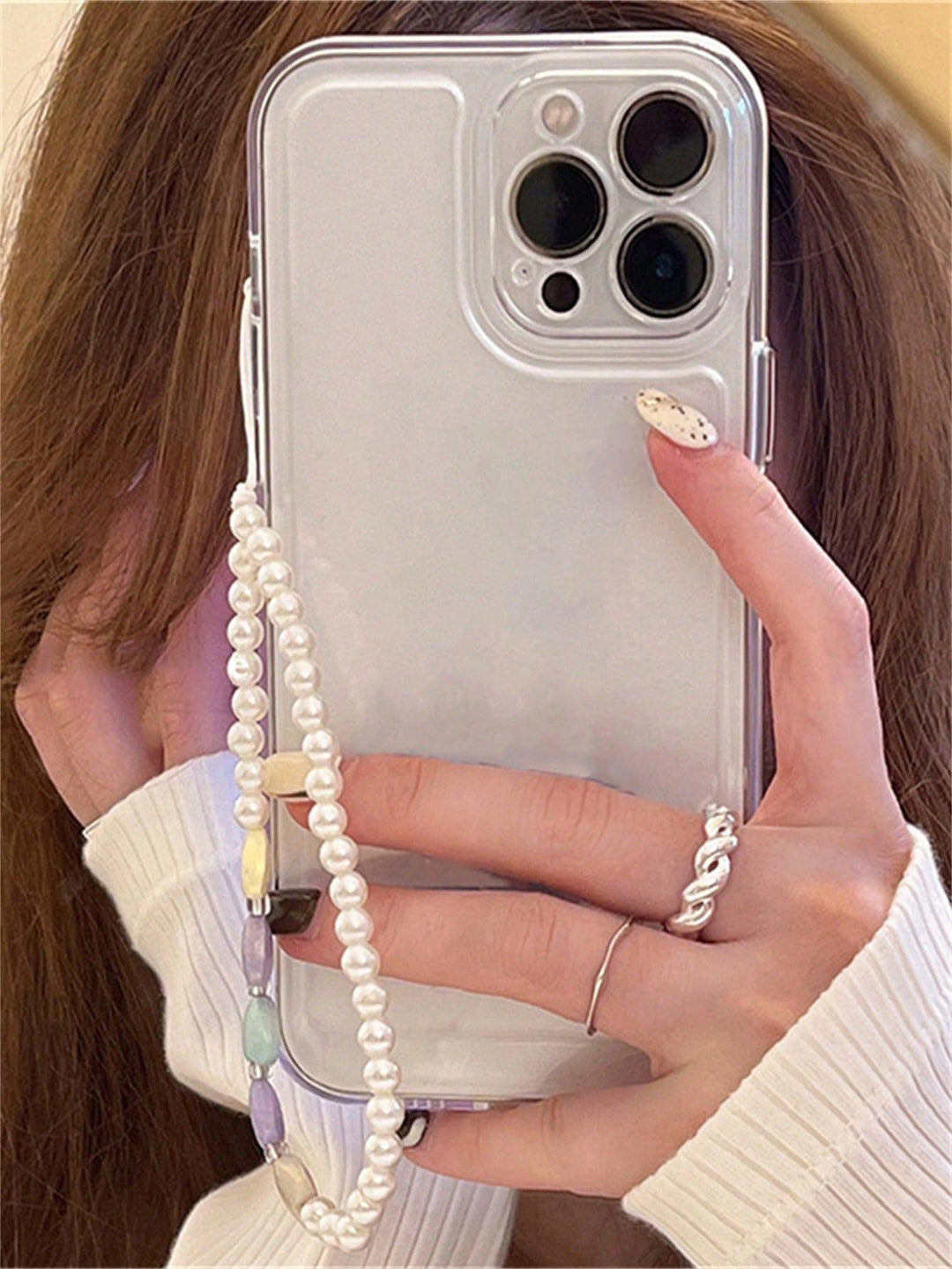 Premium Clear Phone Case With Bead Lanyard - Brand My Case