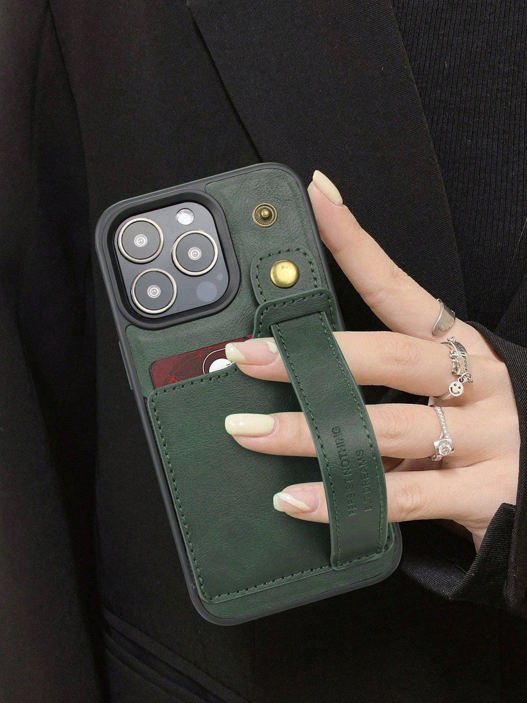 PU Card Slot Phone Case With Wrist Strap - Brand My Case
