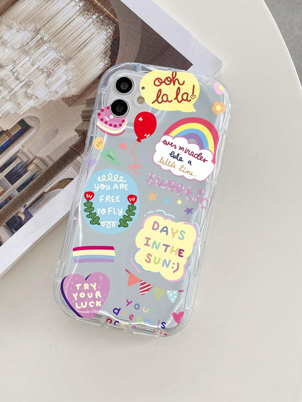 Rainbow Stripe Print Clear Phone Case - Brand My Case