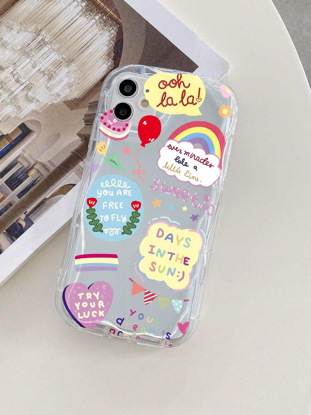 Rainbow Stripe Print Clear Phone Case - Brand My Case