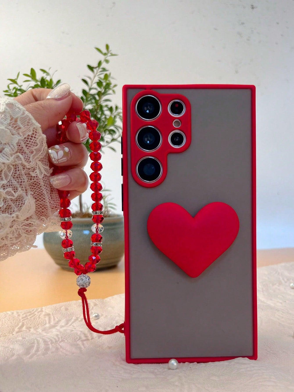 Red Frame Phone Case + Beaded Lanyard - Brand My Case