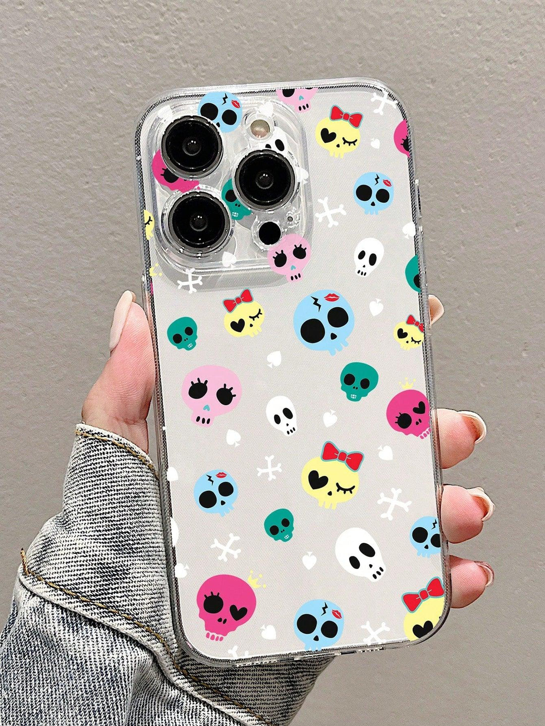 Skull Print Clear Phone Case - Brand My Case