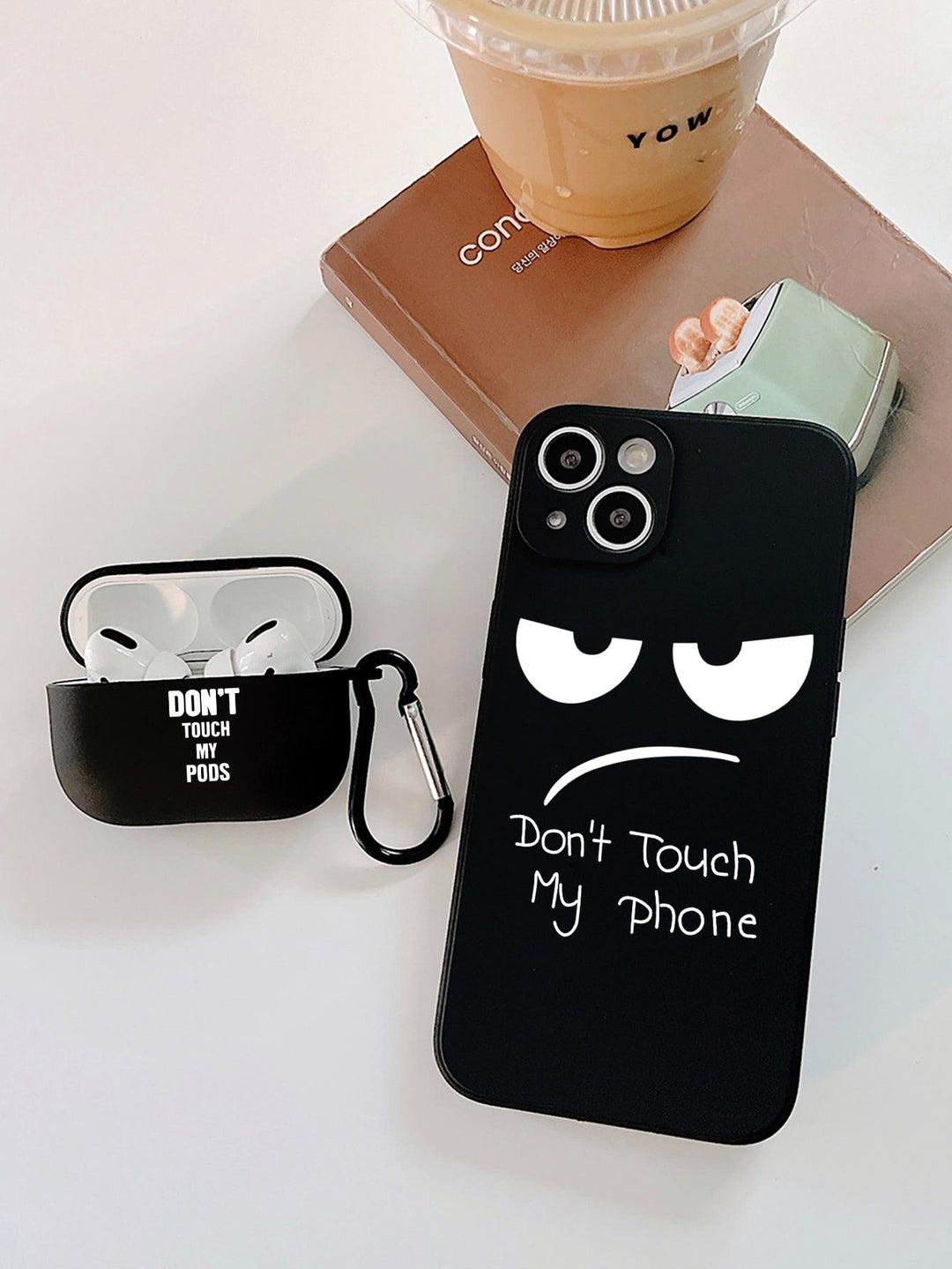 Stylish 2-Piece Letter Graphic Phone & Earphone Case Set - Brand My Case