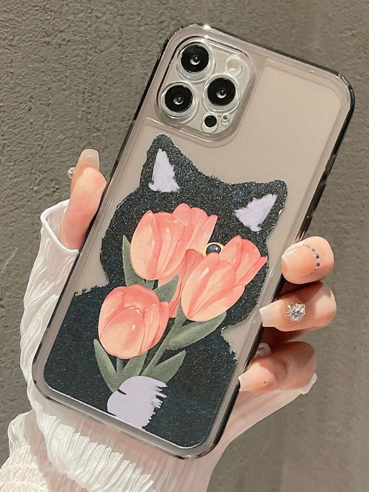 Tulip Pattern Cartoon Cat Anti fall Phone Case - Brand My Case