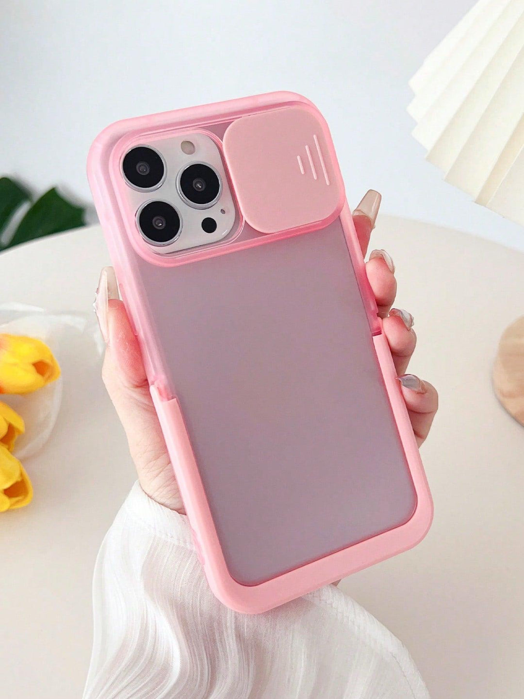 White Phone Case With Slide Camera Cover - Brand My Case