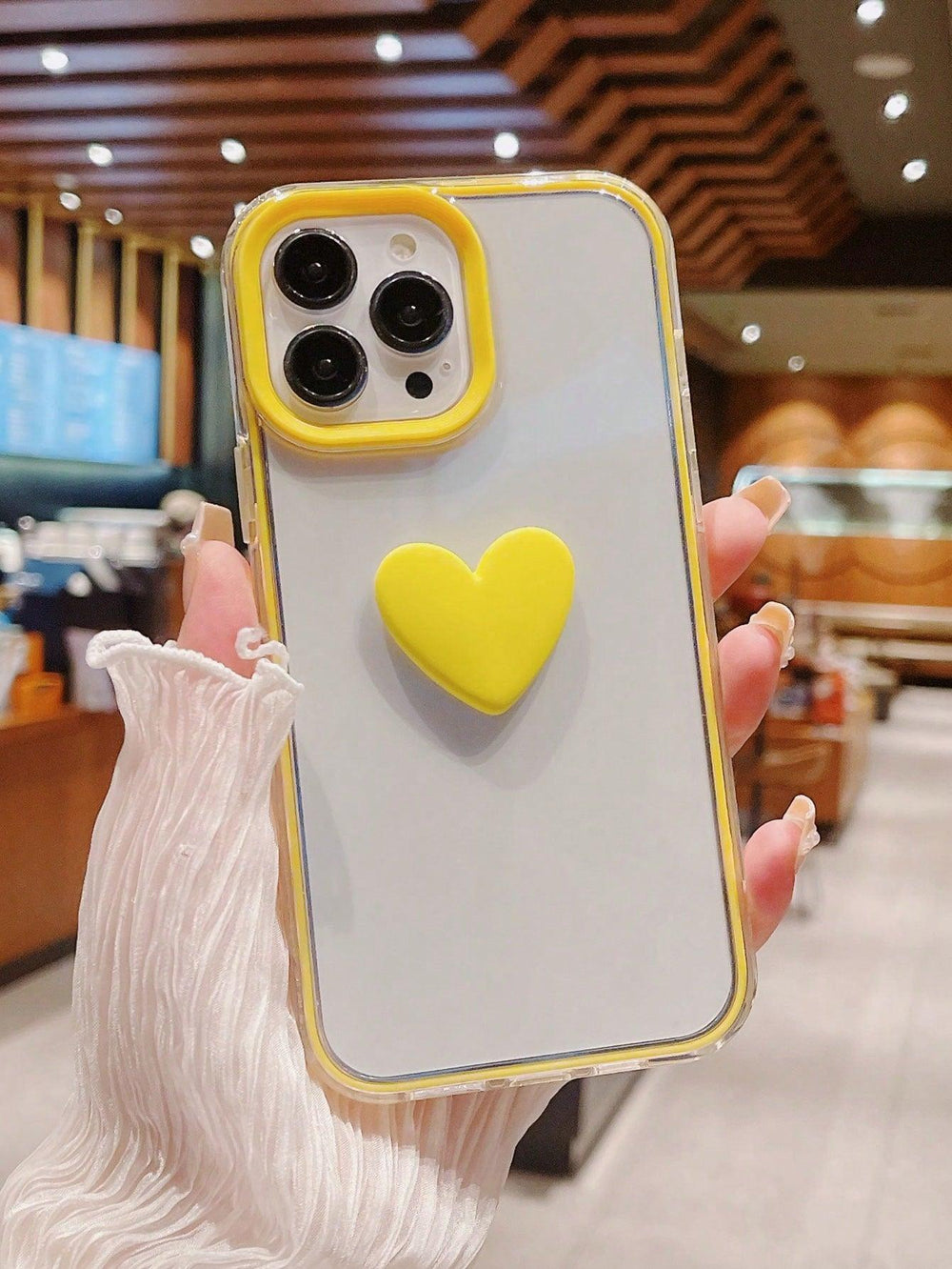 Yellow Heart Decor Clear Phone Cases - Brand My Case
