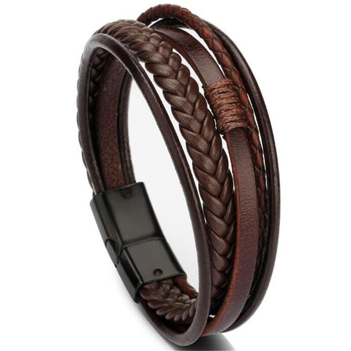 ZOSHI Trendy Genuine Leather Bracelets Mens Multilayer Braided Rope Bracelets Male Female Bracelets Retro Jewelry - Brand My Case